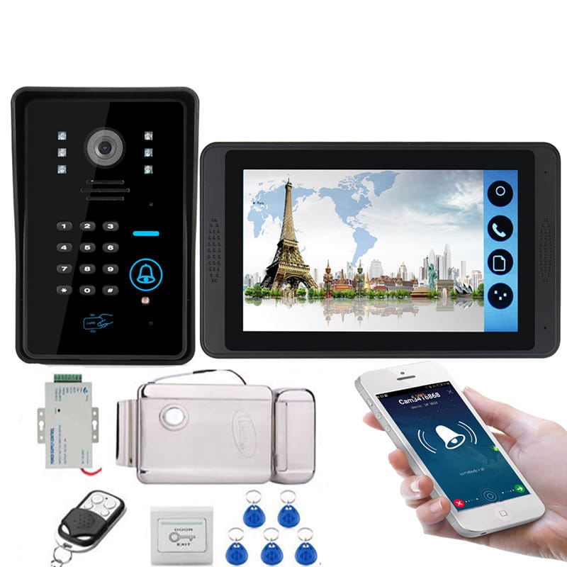 1080P 7" Touch Screen Wifi Video Doorbell, Smart TUYA Home Video Intercom TF Card Rceord Kit Motion Detection ID Unlcok