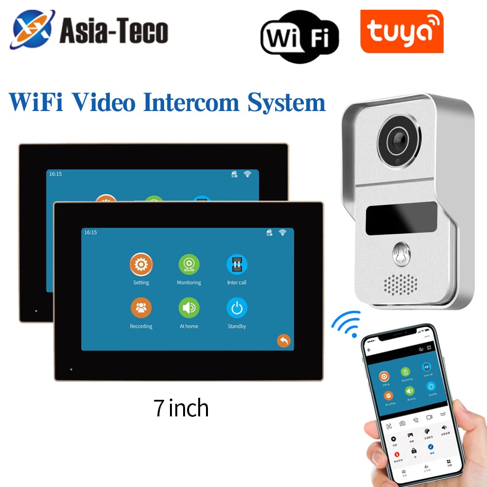 1080P 7 Inch WiFi Video Intercom TUYA Smart Home APP Wireless Video Door Phone RFID Access Control System for Villa Apartment