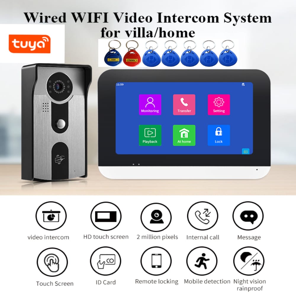 1080P Tuya Video intercom System Wireless WiFi Video Door Phone For Home Video Doorbell With RFID Unlock Motion Detection