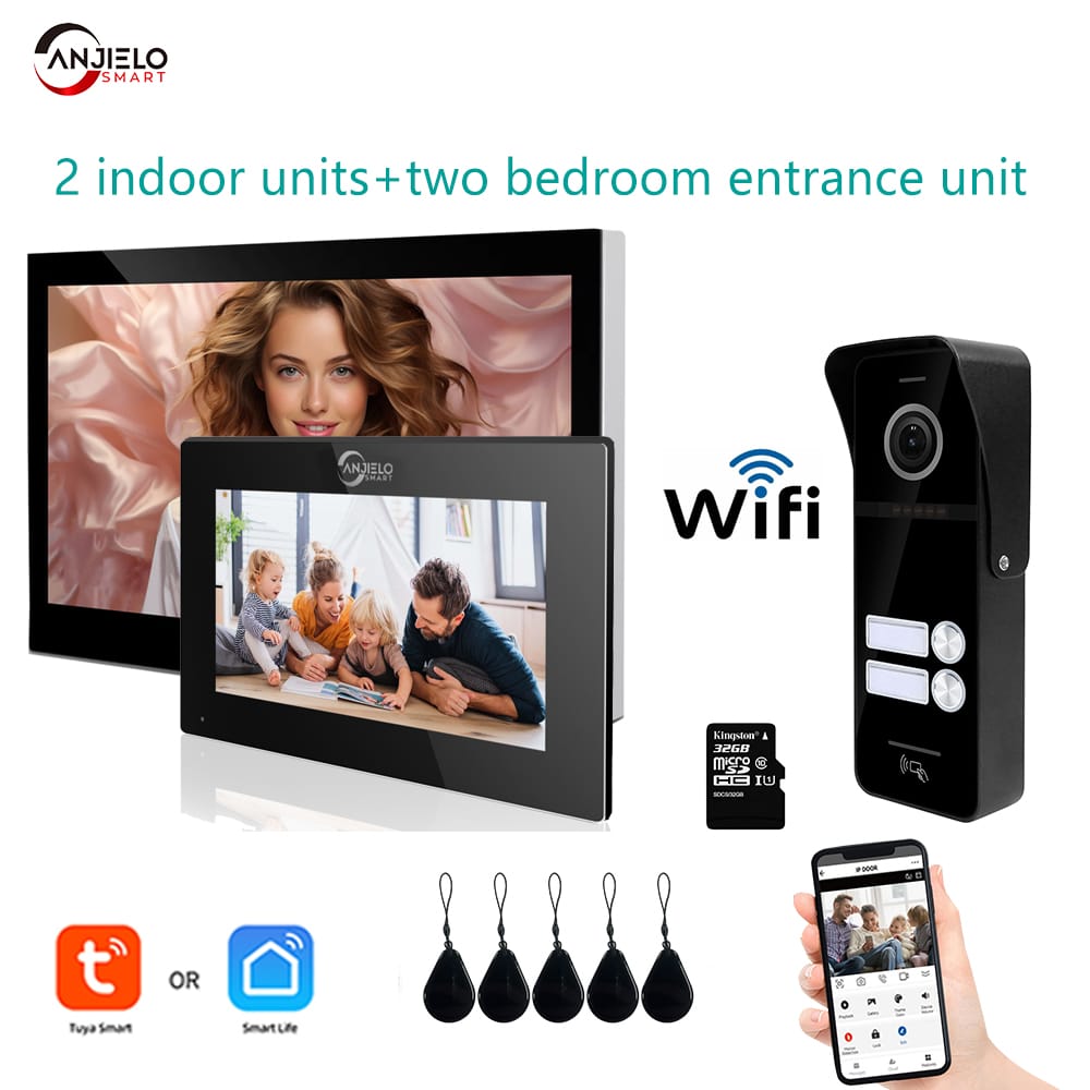 Tuya 7/10 Inch Video Wifi Intercom Tuya Smart Home video 2 doorbell System 1080P 160°Wired Doorbell Camera Full Touch Monitor