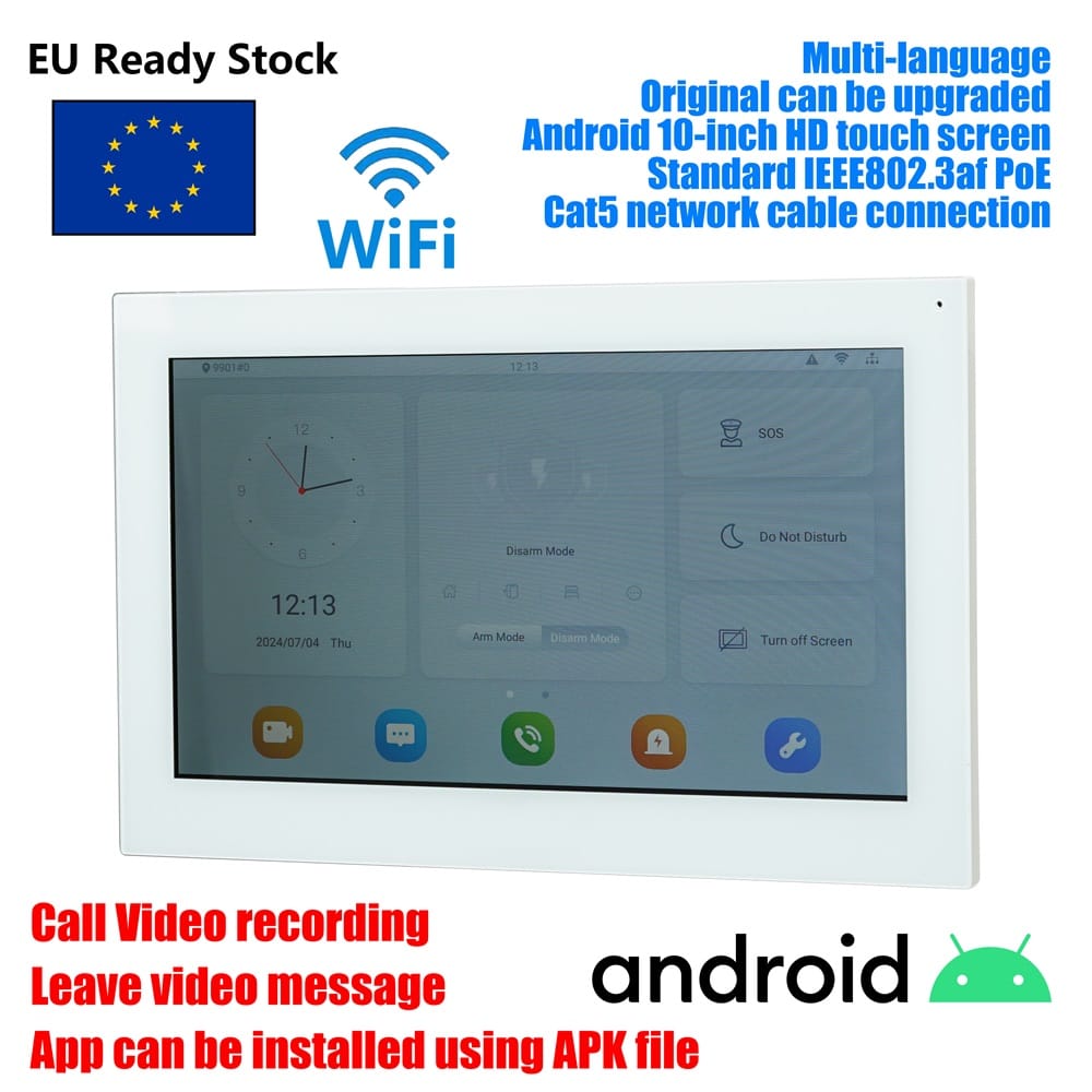 DH VTH5341G-W VTH5341GW-W PoE(802.3af) Android 10-inch digital indoor monitor, Video Intercom monitor, wired doorbell monitor