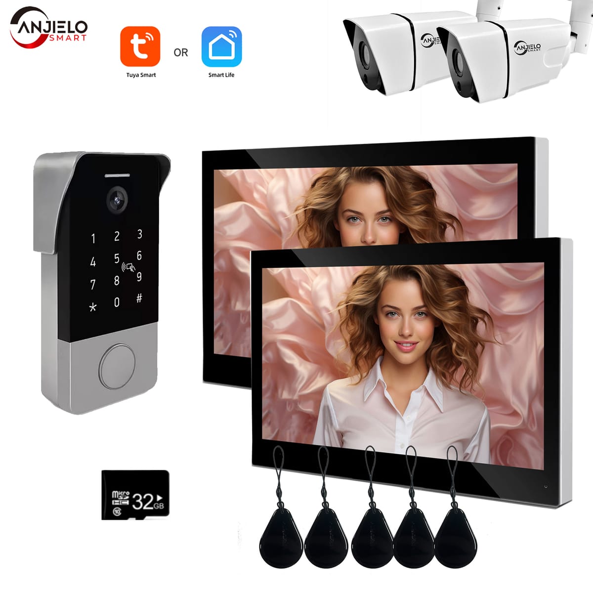 TUYA 1080P 7/10 Inch Color Touch Screen Wireless Wifi Video Doorbell Smart Home Password unlock Intercom Kit for IC Card Access