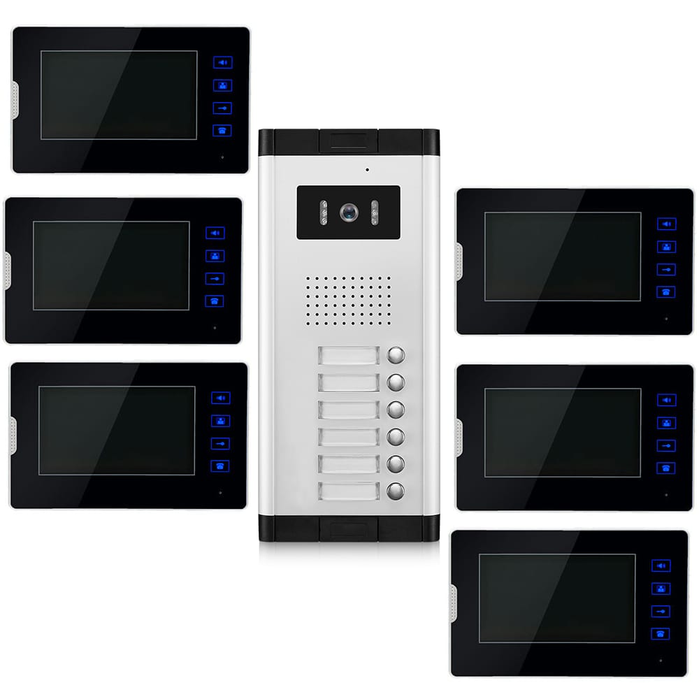 7"Video Door Phone Doorbell Private House Monitor 2/3/4/5/6 Call Buttons Unlock Building Intercom System