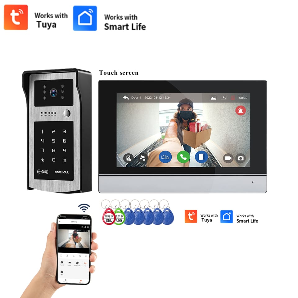 7 Inch Tuya Video Doorbell WiFi Outdoor Door Bell Waterproof IP65 Intercom Smart Home Wireless Door Phone Camera Touch Screen