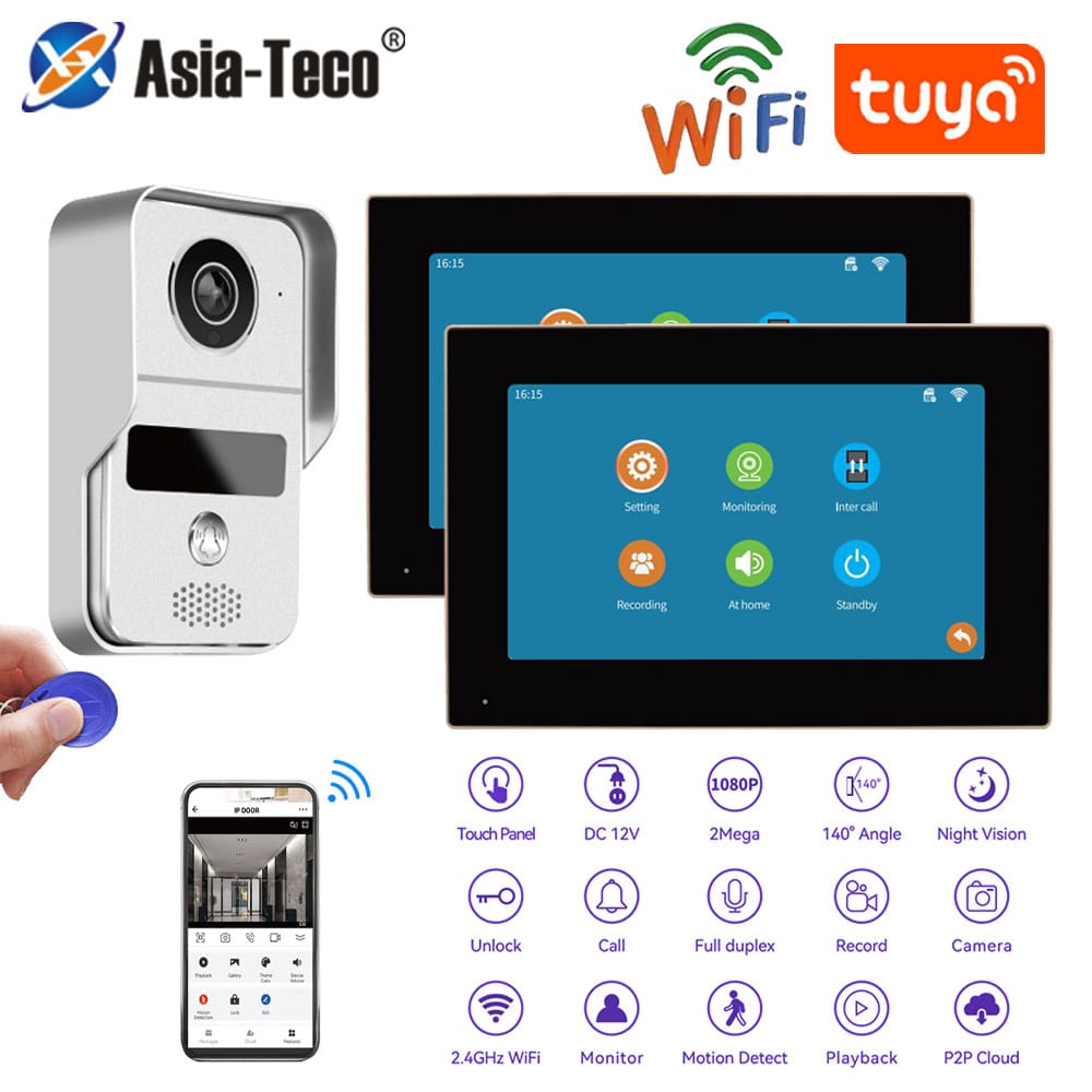 Tuya App Wireless Wifi Video Doorbell System 1080P Audio Entry Doorphone Door Camera Video Intercom Kit for Home Villa Apartment