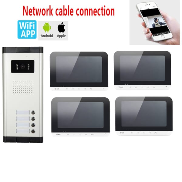 Tuya 7 Inch Video Wifi Intercom Tuya Smart Home video 2/3/4 doorbell System 1000TVL Wired Doorbell Camera