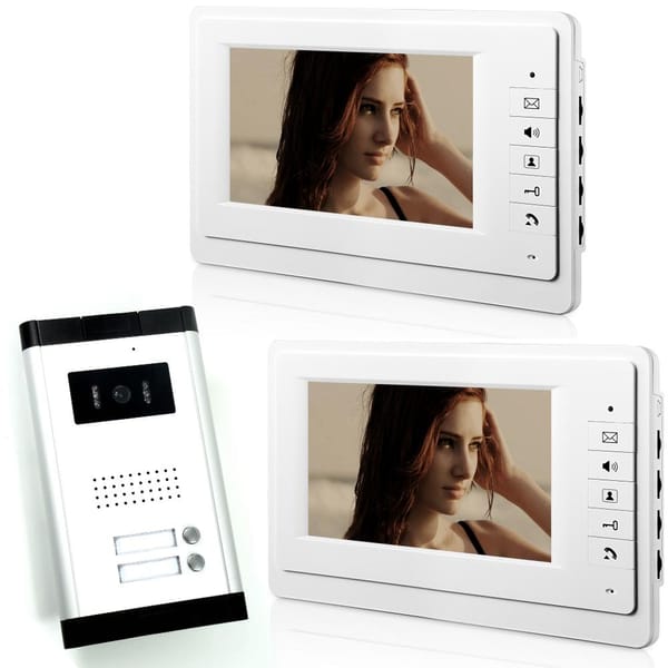 2 Units Video Intercom 7" Building Doorbell Video Door Phone Hands-free Visual Intercom Entry Security Doorbell System Kit