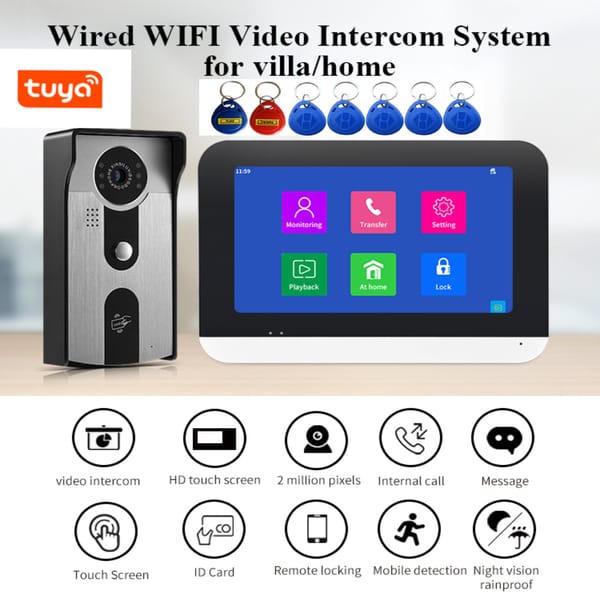 1080P Tuya Video intercom System Wireless WiFi Video Door Phone For Home Video Doorbell With RFID Unlock Motion Detection