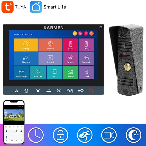 Karmen WiFi Video Intercom for Home 1080P IR Night Vision Door Phone Doorbell Camera,Tuya APP Remote Video Record/Talk/Unlock