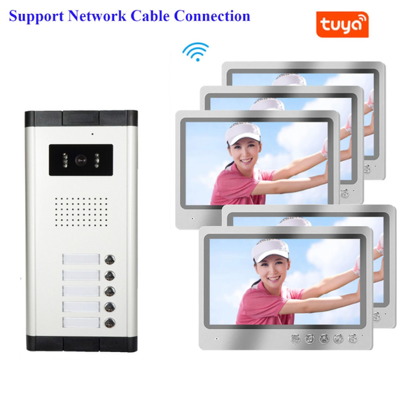 9 Inch Tuya Video Doorbell Network Cable Port Building Video Intercom System DoorPhone for Home Flats 2/3/4/6 Units Apartments