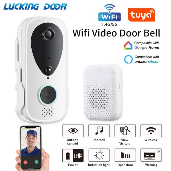 1080P Tuya Smart Video Doorbell 2.4G 5G Wifi Wireless Video Intercom Doorphone Security Protection Home Apartment Tuya Door Bell
