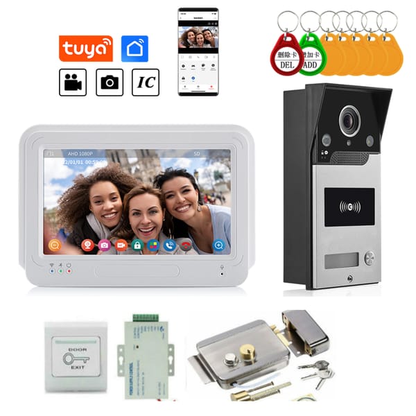 1080P 7 Inch WiFi Video Intercom TUYA Smart Home APP Wireless Video Door Phone IC Access Control System for Villa Apartment