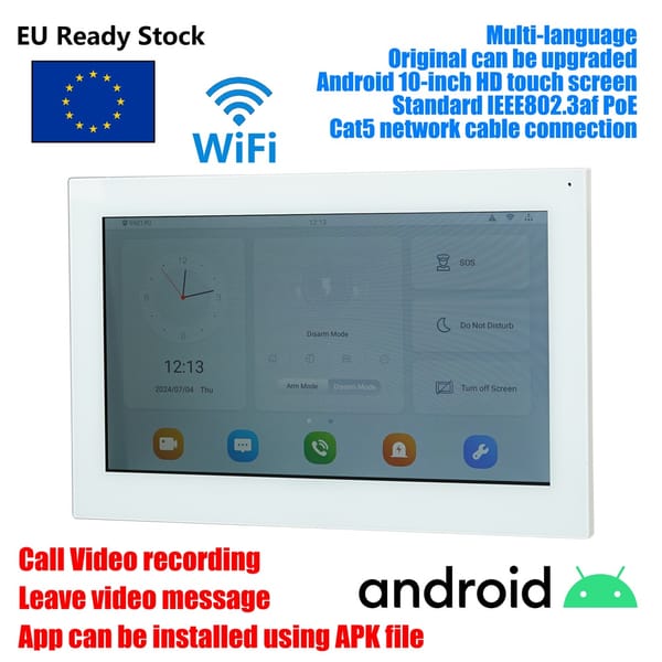 DH VTH5341G-W VTH5341GW-W PoE(802.3af) Android 10-inch digital indoor monitor, Video Intercom monitor, wired doorbell monitor