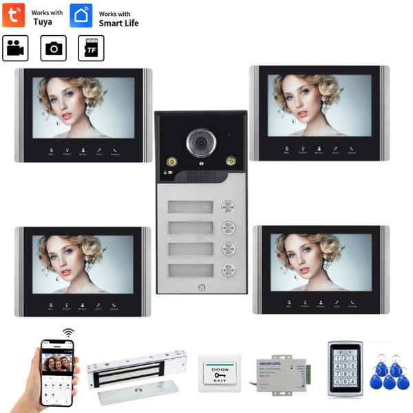 TUYA WiFi Video Doorphone Doorbell Intercom 7 Inch 1080P Touch screen Monitors 2/3/4 Apartment/Family