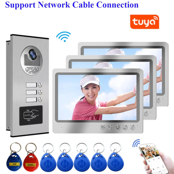 WiFi Video Doorbell RFID Access Doorman Tuya 9" Video Door Phone Intercom System For1/2/3/4/6 Units Apartments