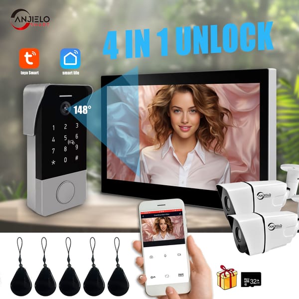 7/10 Touch Screen WIFI 1080P  Home Video Intercom Video Doorbell Password swipe card unlock  Camera For Apartment Tuya Smart