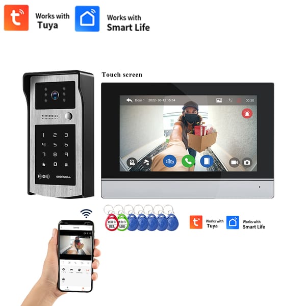 7 Inch Tuya Video Doorbell WiFi Outdoor Door Bell Waterproof IP65 Intercom Smart Home Wireless Door Phone Camera Touch Screen