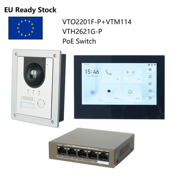 DH Multi-Language IP Video Intercom KIT,VTO2201F-P & VTH2621GW-P / VTH2621G-P & PoE switch,support SIP, replace VTO2202F-P-S2