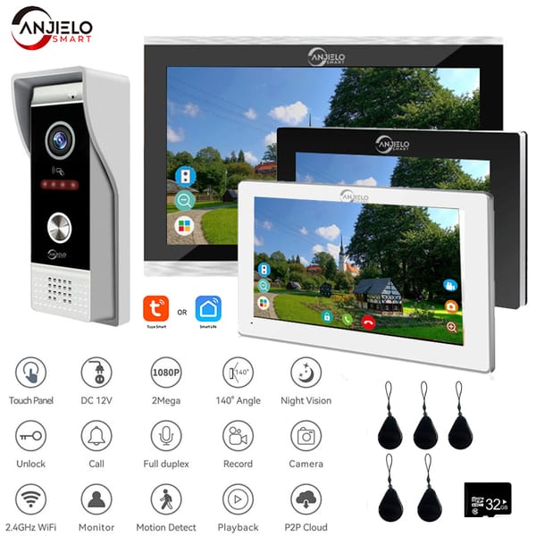 TUYA 7/10 Inch WiFi 2mp Video Intercom Smart Home APP Wireless Video Door Phone RFID Access Control System for Villa Apartment