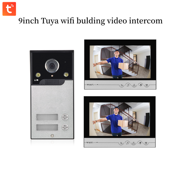 9Inch Tuya Building Intercom System For 1/2 Units Rooms Apartment Video Doorbell Big Screen IP Doorbell Access Control System