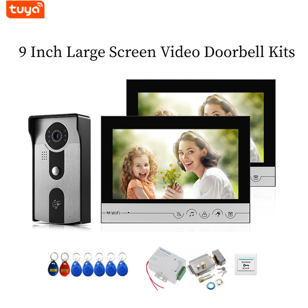 Tuya Wifi Video Door Phone Big LCD Screen ID Card Unlock Apartment Intercom With Electric Lock IP Doorbell Access Control System