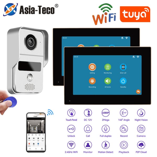 Tuya App Wireless Wifi Video Doorbell System 1080P Audio Entry Doorphone Door Camera Video Intercom Kit for Home Villa Apartment