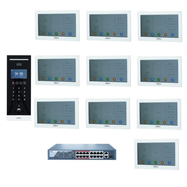 Dahua IP Video Intercom KIT,VTO6541H &VTH5341GW-W & 16-port PoE switch