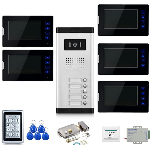 SmartYIBA 7 inch Video Door Phone 2/3/4/5 Multi Units Apartments Color Monitor Doorbell Home Video Intercom