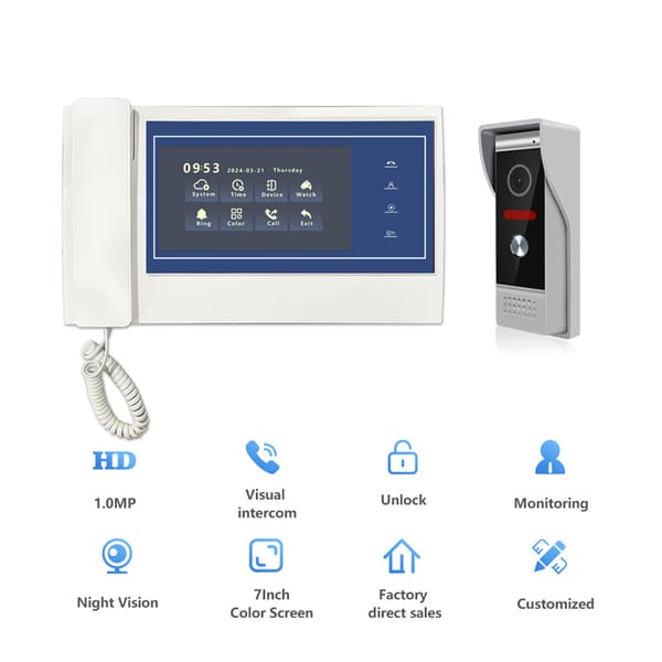 7-Inch 2024 New Home Video Intercom Apartment Mobile Detection Doorbell Camera Private Home Intercom Set